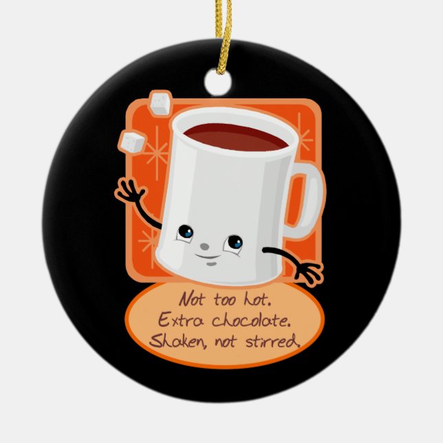 Cute Hot Cocoa Christmas Ornament (Front)