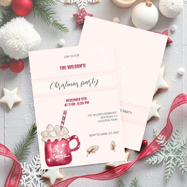 Cute Hot Cocoa Mug Illustration Watercolor Art Invitation (Creator Uploaded)