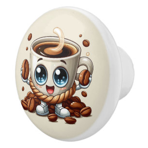Cute hot coffee lovers  ceramic knob