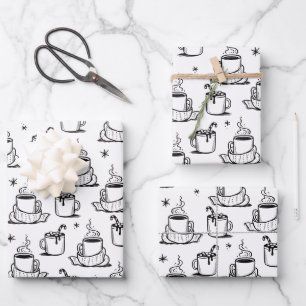 Cute Hot Coffee Seamless Pattern Wrapping Paper Sheet