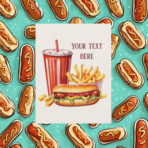Cute hot dog add text  postcard