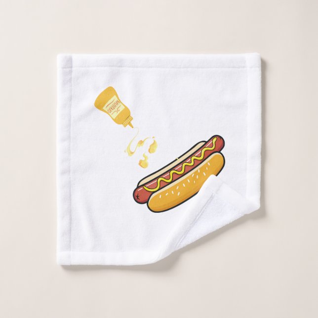 Cute Hot Dog & Mustard Bottle Wash Cloth (Wash Cloth)