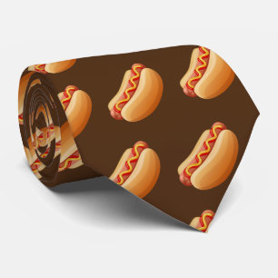 Cute hot dog tiled food tie