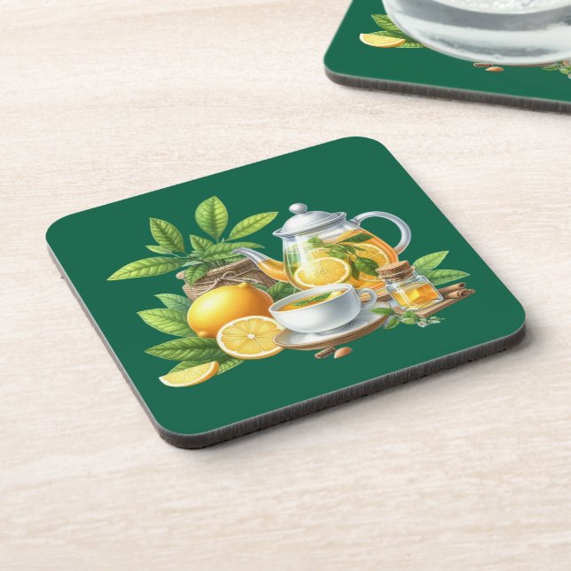 Cute hot lemon teat  coaster (Left Side)