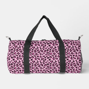 Cute Hot Pink and Black Leopard Print Duffle Bag