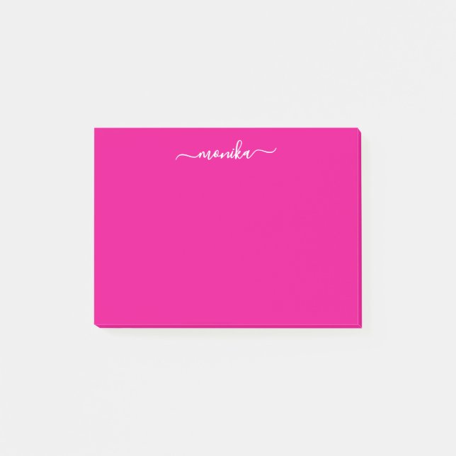 Cute Hot Pink Custom Name Post-it Notes (Front)