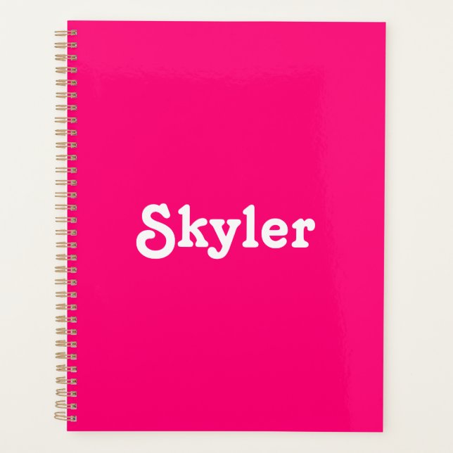 Cute hot pink custom name text year monogram planner (Front)