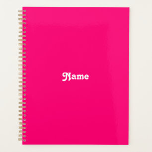 Cute hot pink custom text name year monogram planner