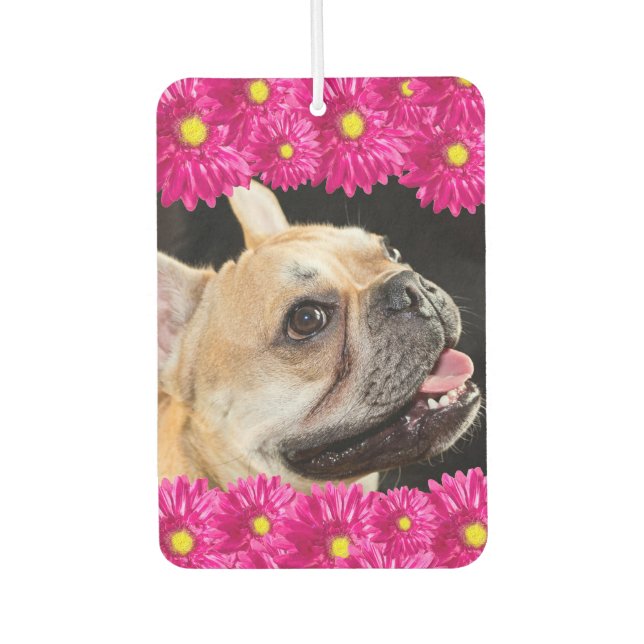 Cute Hot Pink Daisy Custom Photo Car Air Freshener (Front)
