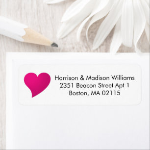 Cute hot pink fuchsia heart custom Return Address