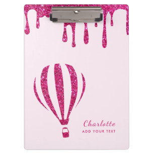 Cute hot pink glitter monogram clipboard
