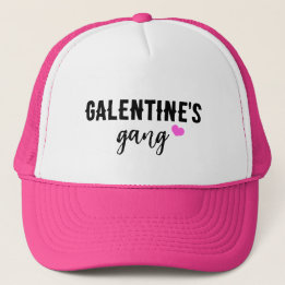Cute Hot Pink Heart Galantines Day Gang Trucker Hat