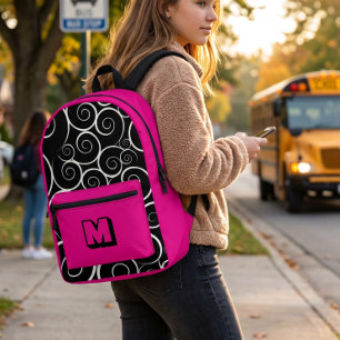 Cute hot pink pattern girls Printed Backpack