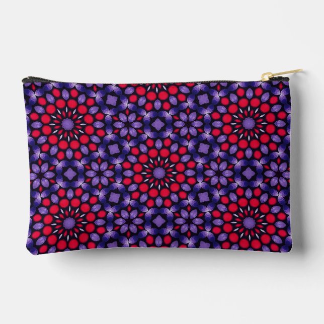 Cute Hot Pink & Purple Mandala Dot Art Design Accessory Pouch (Back)
