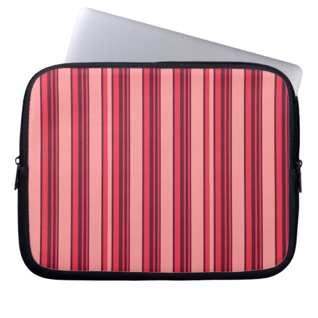 Cute hot pink stripes laptop sleeve (Front)