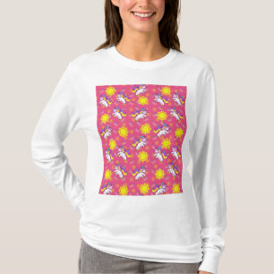 Cute Hot Pink Sunny Unicorn Pattern Design T-Shirt