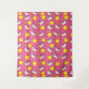 Cute Hot Pink Sunny Unicorn Pattern Design Tapestry