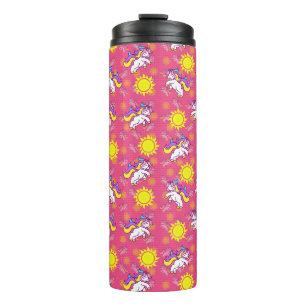 Cute Hot Pink Sunny Unicorn Pattern Design Thermal Tumbler