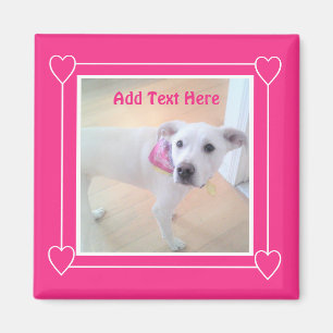 Cute Hot Pink Sweet White Puppy Dog Magnet