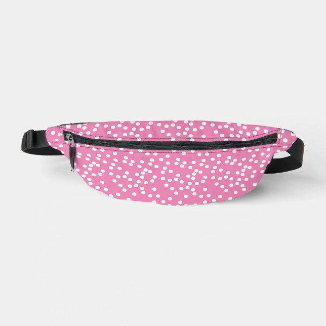 Cute Hot Pink with White Polkadots - Custom Colour Bum Bags (Front)