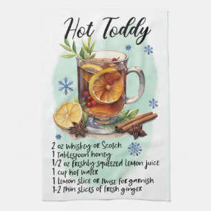 Cute Hot Toddy Christmas Drink Recipe Tea Towel
