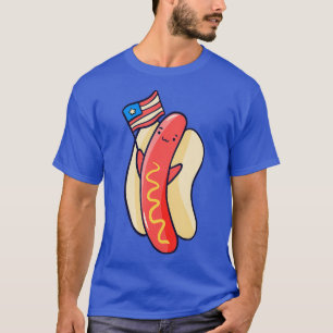 Cute Hotdog American Flag USA Funny 4th Of July T-Shirt