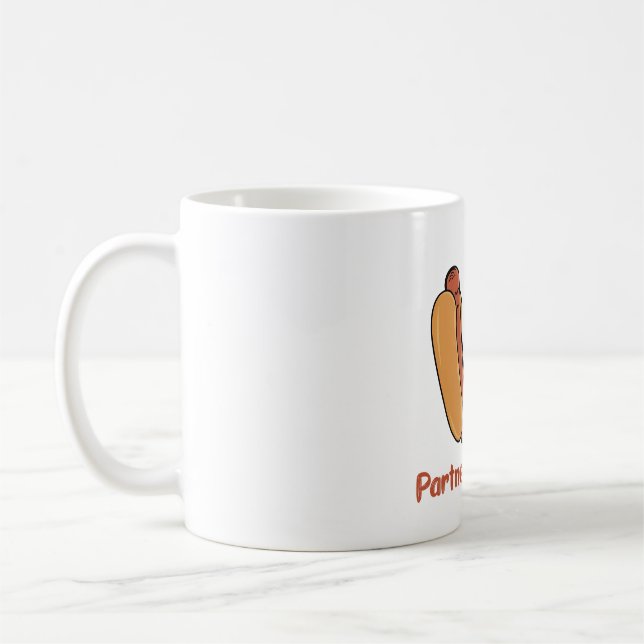Cute Hotdog and Mustard Partners For Life Couples Coffee Mug (Left)