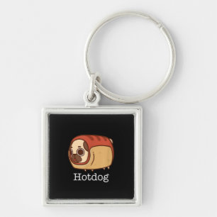 Cute Hotdog Lovely Pug Dog Lover Key Ring