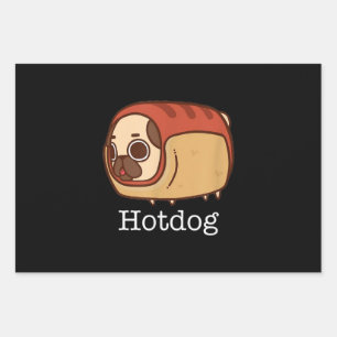 Cute Hotdog Lovely Pug Dog Lover Wrapping Paper Sheet