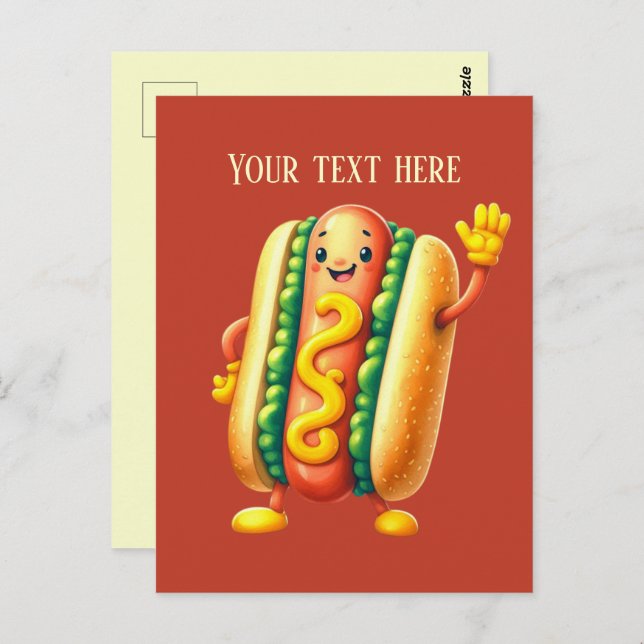 cute hotdog lovers add text postcard (Front/Back)
