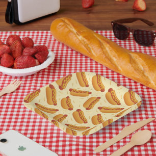 cute hotdog party lovers paper plate