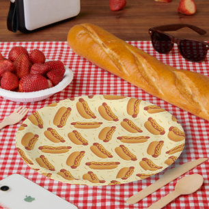 cute hotdog party lovers paper plate