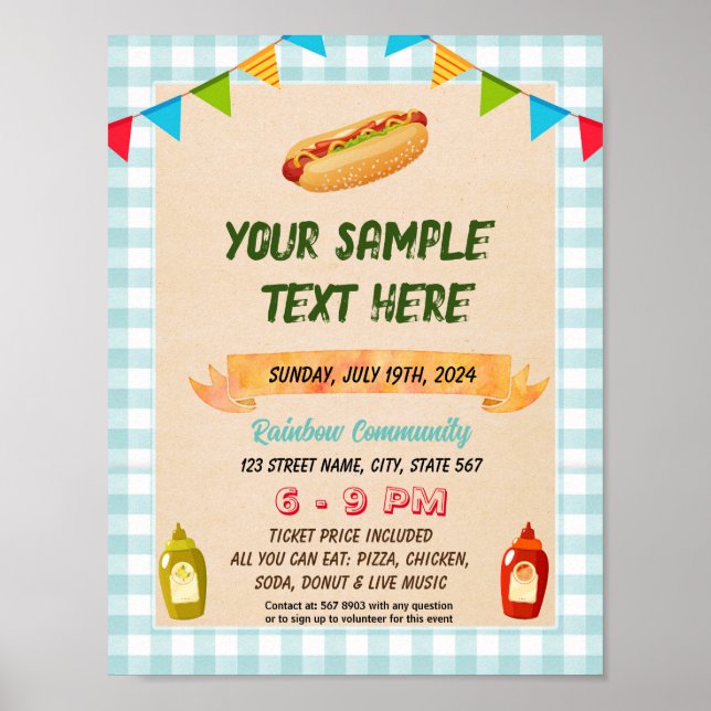 Cute Hotdog theme flyer Poster (Front)