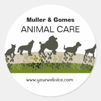 Cute Hound, Chic Poodle Veterinarian Animal Care Classic Round Sticker