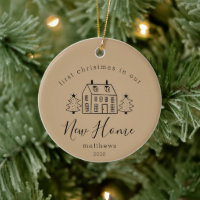 Cute House and Christmas Trees New Home Name Sand 