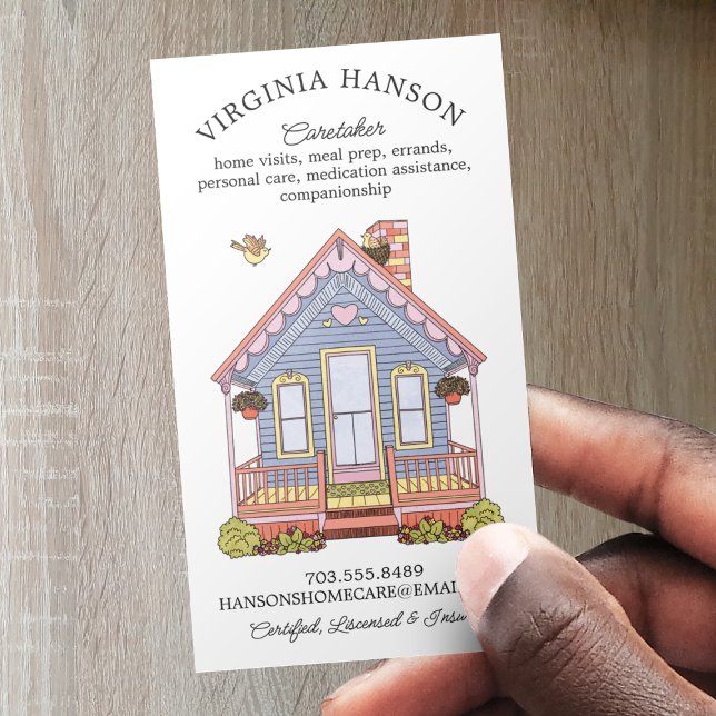Cute House Caregiver Services Business Card (Creator Uploaded)