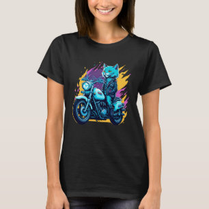 Cute house cat riding on a motorcycle  Christmas T-Shirt