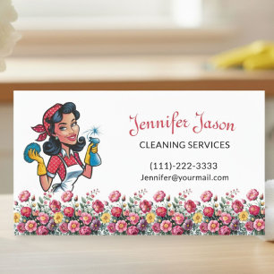 Cute House Cleaning Floral Maid Service Business Business Card
