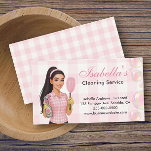 Cute House Cleaning Maid Housekeeping Service Business Card