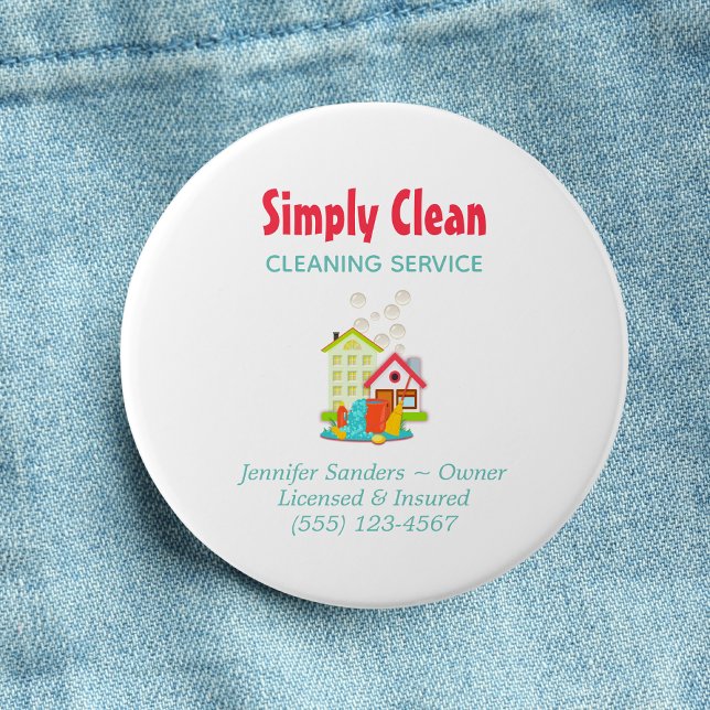 Cute House Cleaning Service Business 7.5 Cm Round Badge (Creator Uploaded)