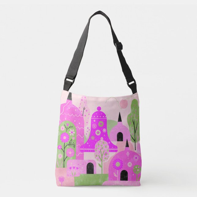 Cute House & Flower Tote Bag (Front)