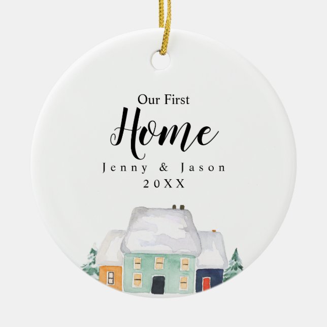 Cute House Our First Home Botanical Ornament (Front)