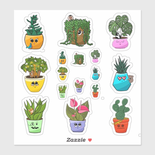 Cute House Plant Emoji Stickers (Sheet)