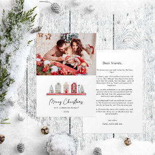 Cute Houses Christmas Annual Family Update Photo Holiday Card