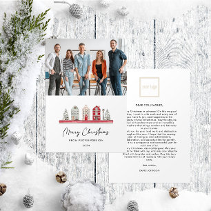 Cute Houses in Christmas Colours Photo Business Holiday Card