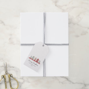 Cute Houses in Traditional Christmas Colours Gift Tags
