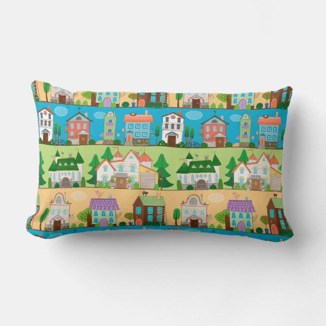 Cute Houses Lumbar Cushion (Front)
