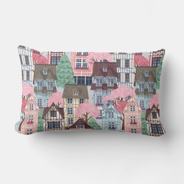 Cute Houses Lumbar Pillow (Front)