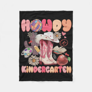 Cute Howdy Kindergarten Cowboy Cowgirl Boots Back Fleece Blanket