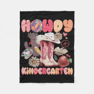 Cute Howdy Kindergarten Cowboy Cowgirl Boots Back  Fleece Blanket